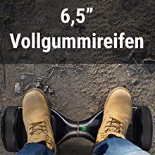 Volledig op rubber bij deze Bestverkochte elektrische step (Hoverboard)
De 6,5-inch lekvrije massieve rubberen banden zorgen voor een optimale en aangename rit, zelfs op oneffen of natte oppervlakken.