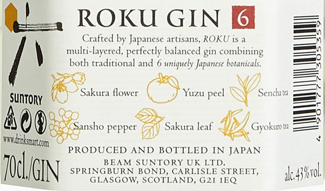 De Roku Japanese Craft Roku Gin is de bestverkochte Gin uit Japan.