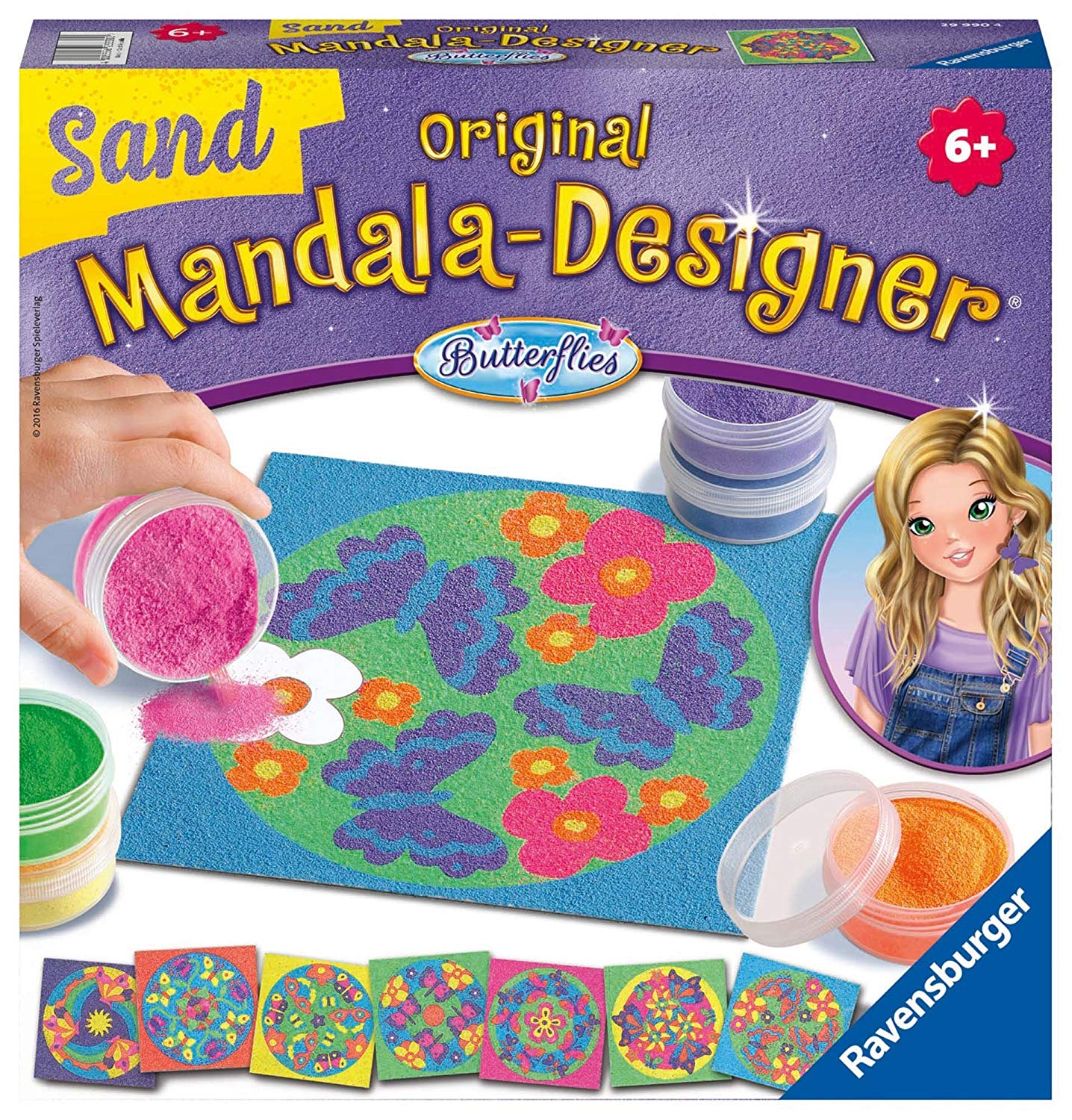 met de mandala sjablonen en het gekleurde zand ontstaan na en naar prachtige zand mandala's. Eenvoudig de zelfklevende folie op de gewenste plaats verwijderen en het zand strooien. 