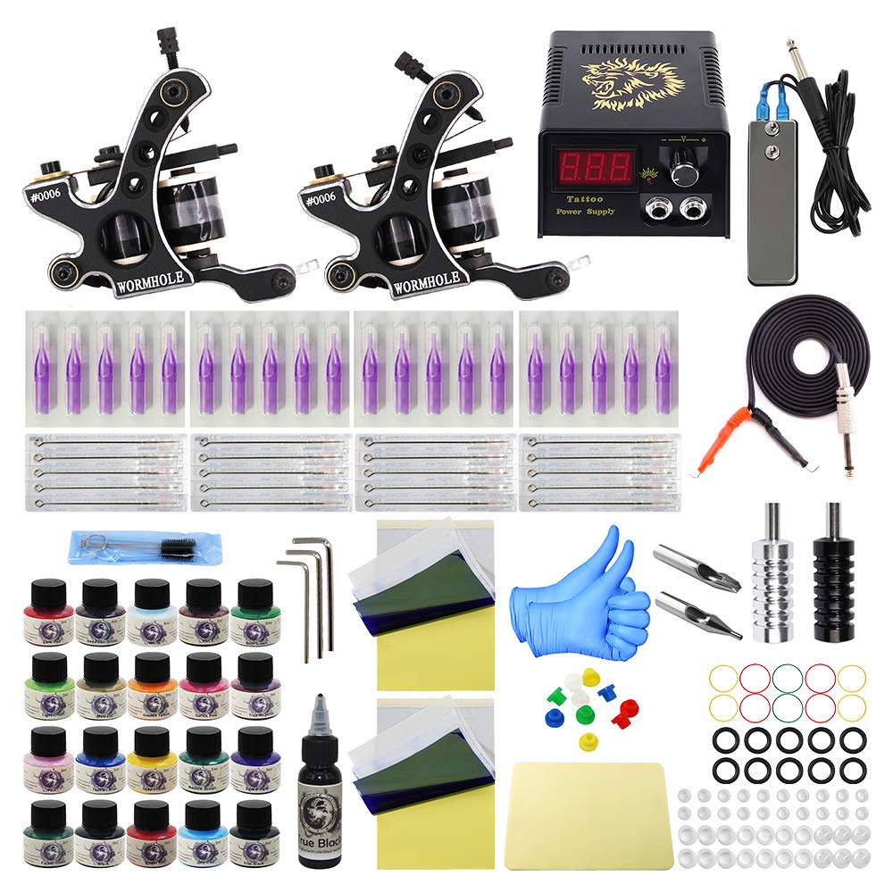 Beginner tattooset compleet met liner en shader tattoo machine, een bestseller voor mensen die Zelf leren tatoeëren.