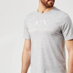 Armani Exchange T-shirt met AX en scriptlogo voor heren - grijs gespikkeld