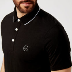 Armani  heren gemerceriseerd poloshirt - zwart