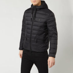 Armani Exchange gewatteerd herenjack met capuchon - zwart / grijs